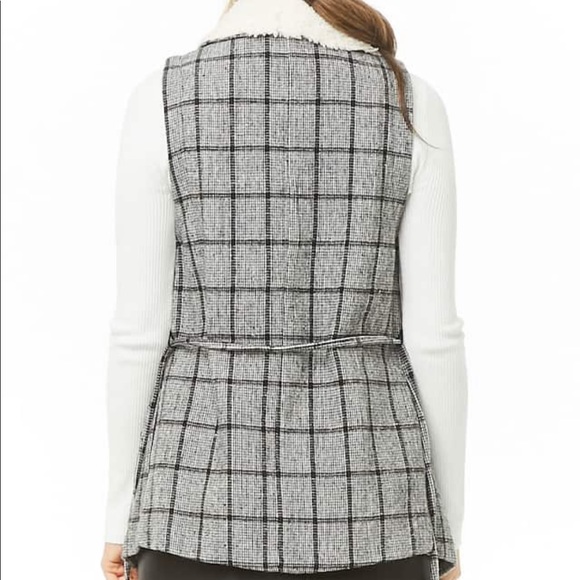 Plaid Belted Drape Front Vest - Picture 4 of 4